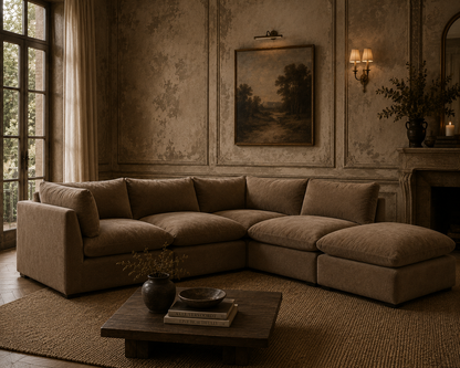 Arlo Feather 4-Piece Corner Sectional with Ottoman