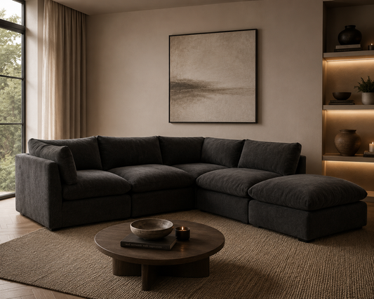 Arlo Feather 4-Piece Corner Sectional with Ottoman