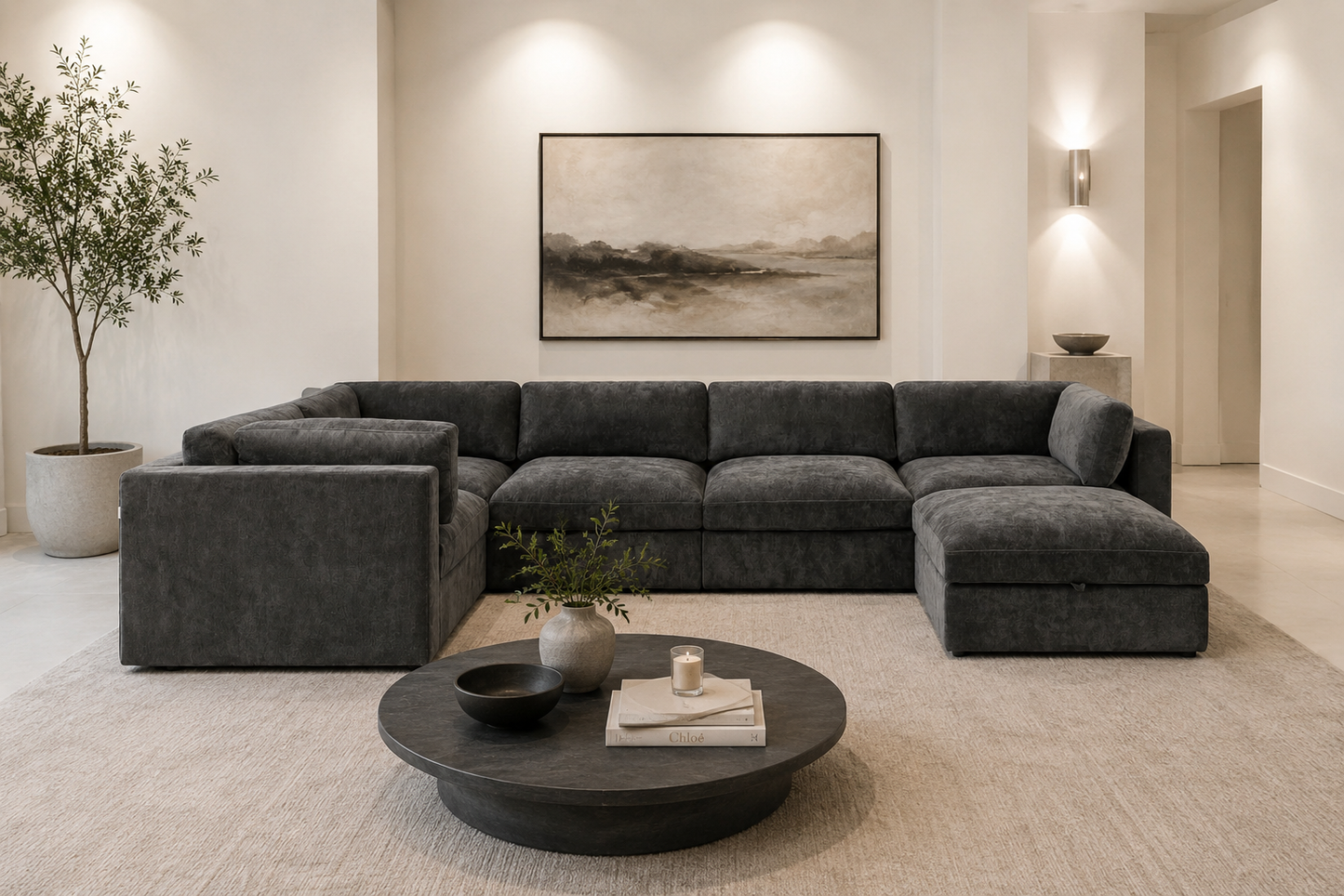 Belva Modular Grand Corner with Storage Ottoman Sofa