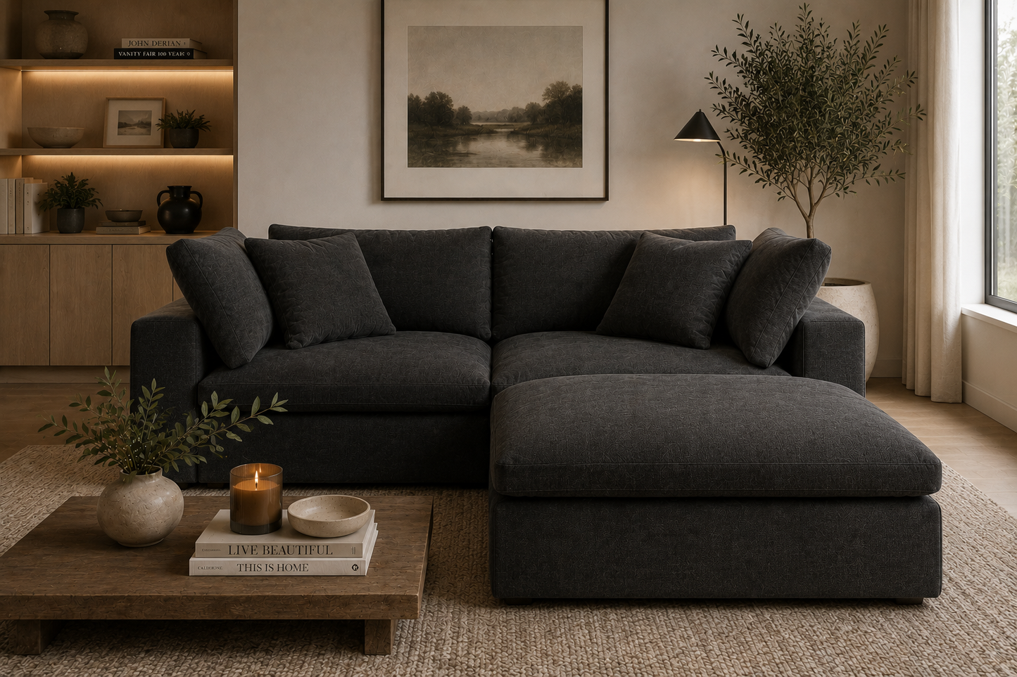 Lunara Cloud 2 Piece Sofa With Footstool