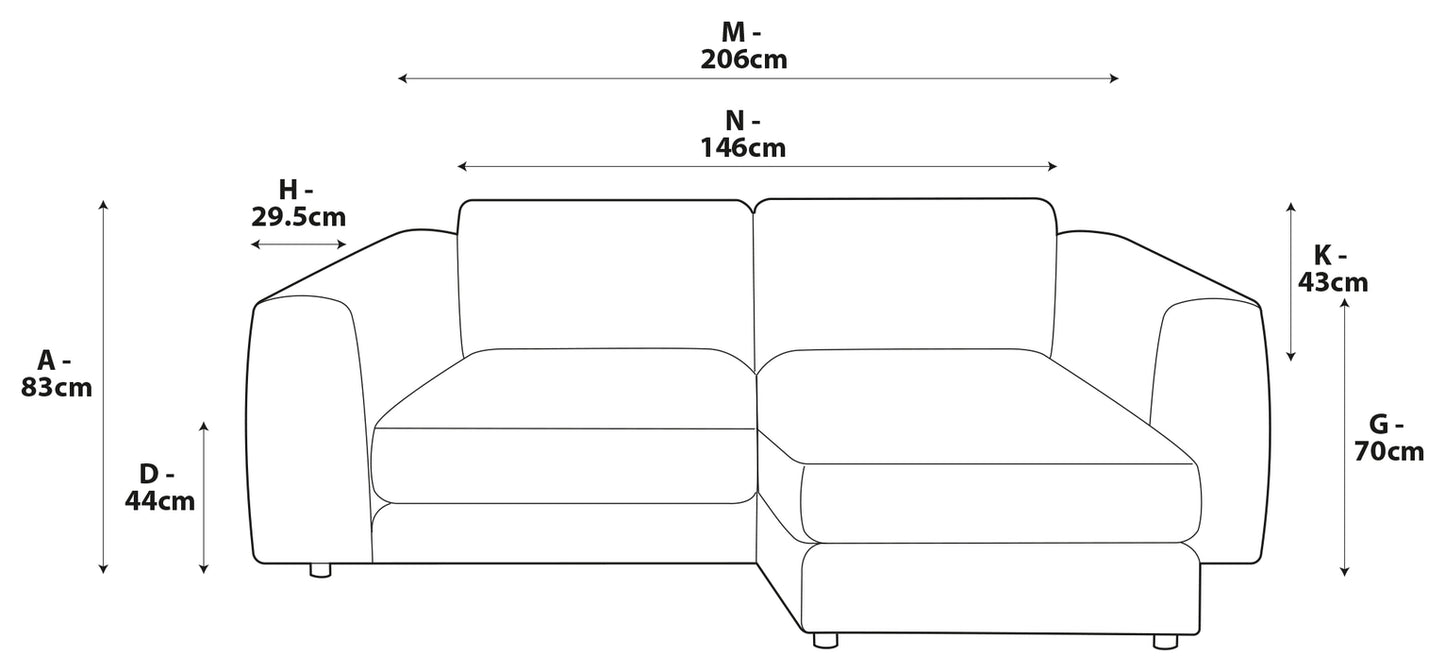 Spanish Reversible Plush 3 seater Chase Corner Sofa