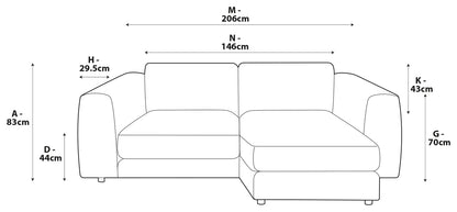 Spanish Reversible Plush 3 seater Chase Corner Sofa