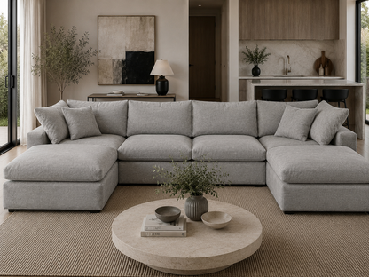 Lunara Cloud XL U Shape Sofa With Two Stools