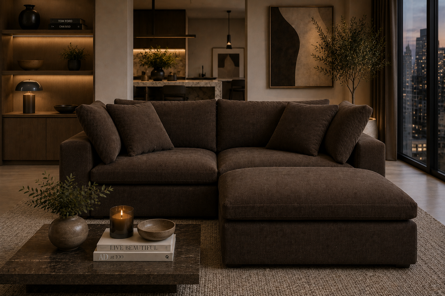 Lunara Cloud 2 Piece Sofa With Footstool