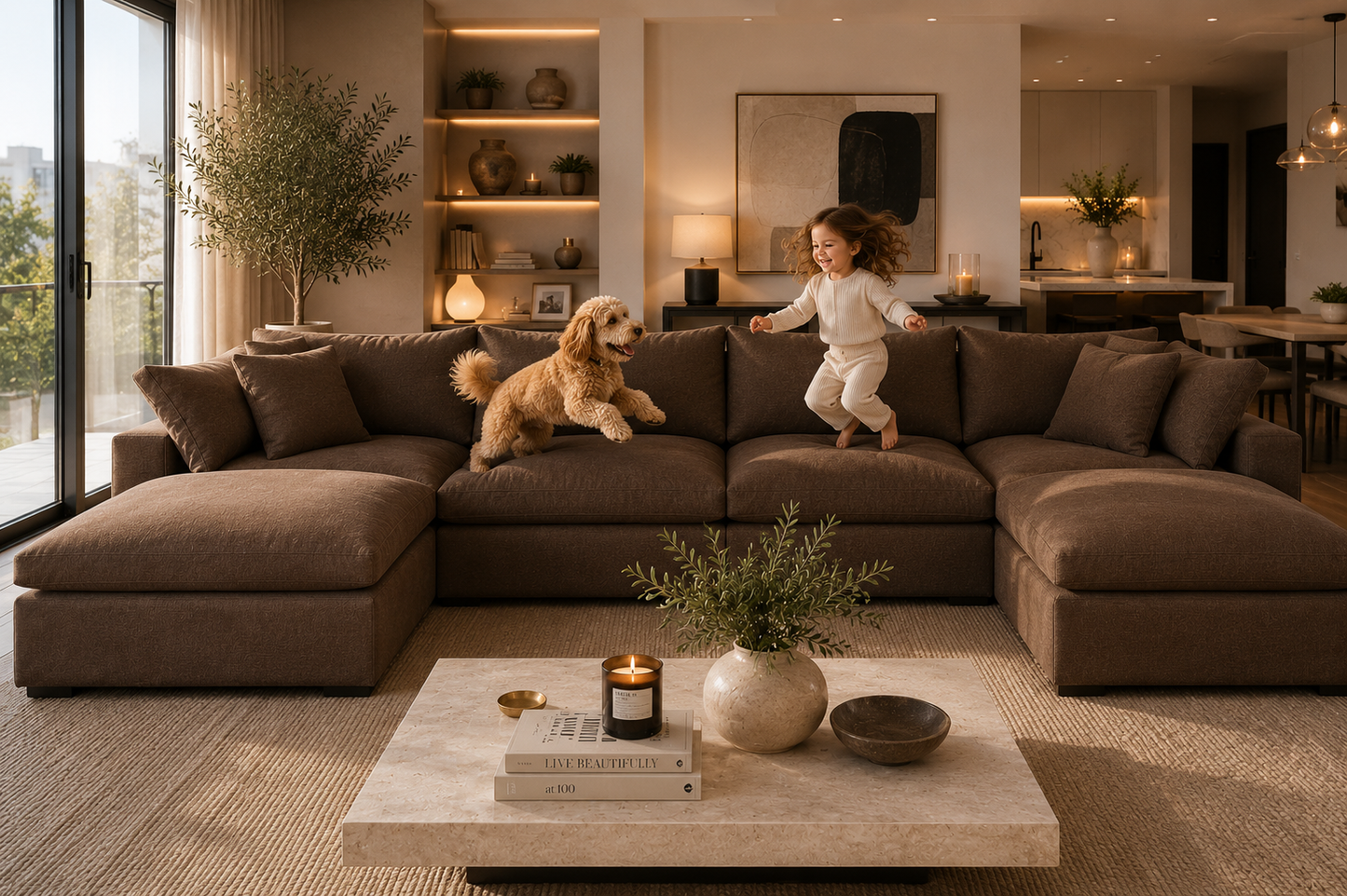 Lunara Cloud XL U Shape Sofa With Two Stools