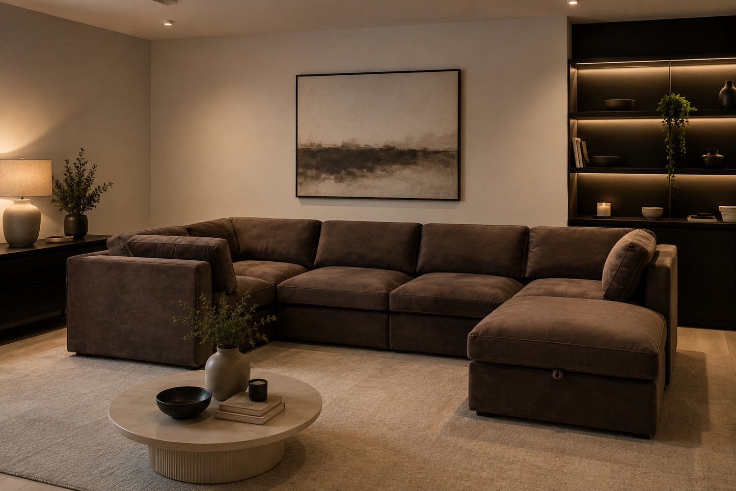 Belva Modular Grand Corner with Storage Ottoman Sofa
