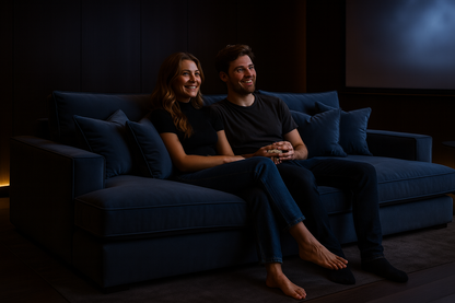 Oscar Cinema Velvet Sofa – 3 Seater with  feather filled Cushions