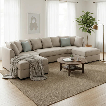 Micro U Shape Luxe Chenille Sofa - luxury chenille U-shape sofa in black by Vogue Vocus view 5
