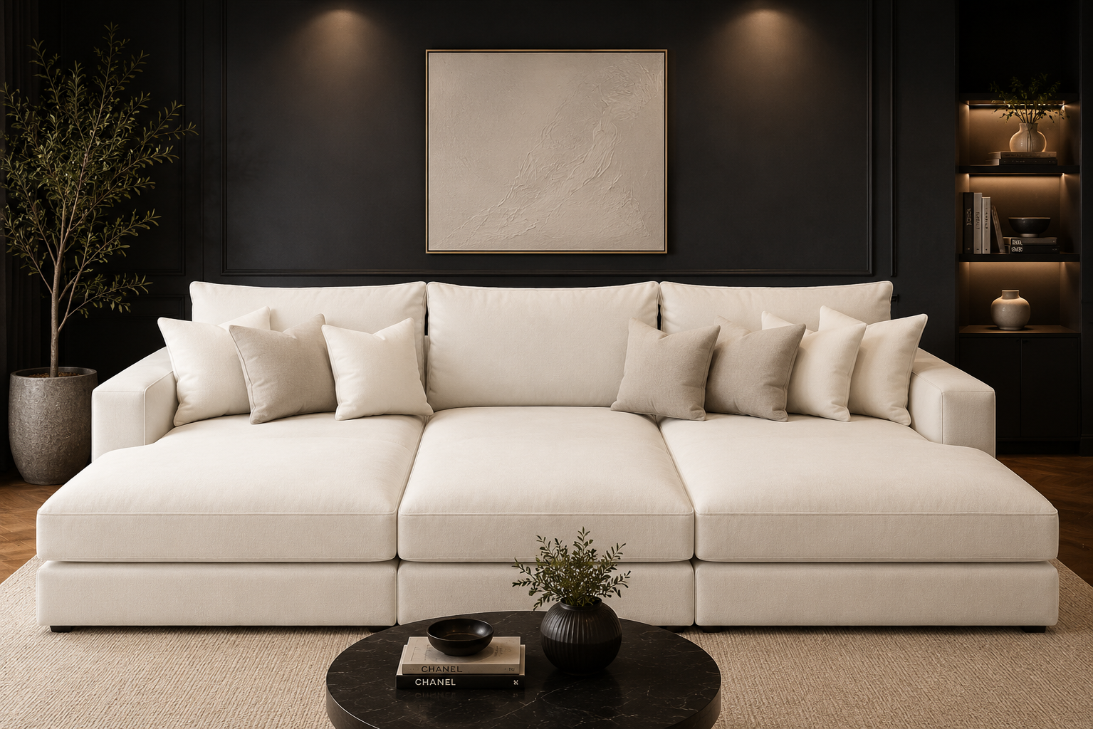 Oscar Cinema Velvet Sofa – Feather Filled Seats - luxury velvet modular sofa in slate by Vogue Vocus view 12
