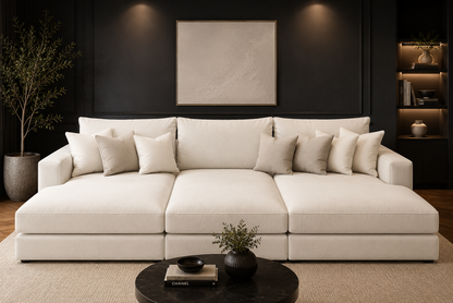 Oscar Cinema Velvet Sofa – Feather Filled Seats - luxury velvet modular sofa in slate by Vogue Vocus view 12