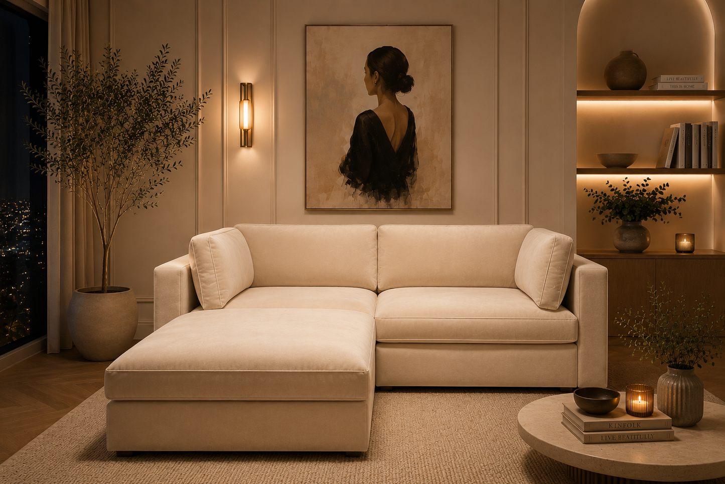 Belva 2 Seater with Stool Modular Sofa