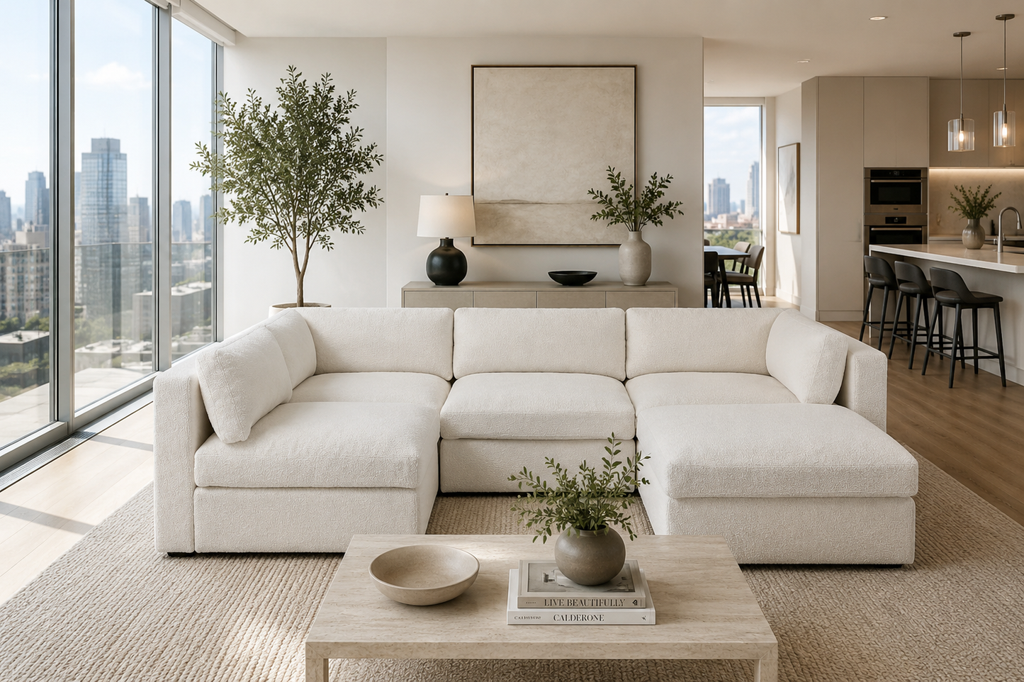 Belva Modular L-Shape With Storage Ottoman