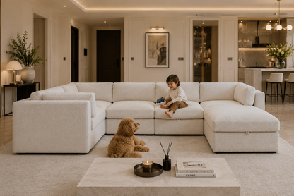 Belva Modular Grand Corner with Storage Ottoman Sofa