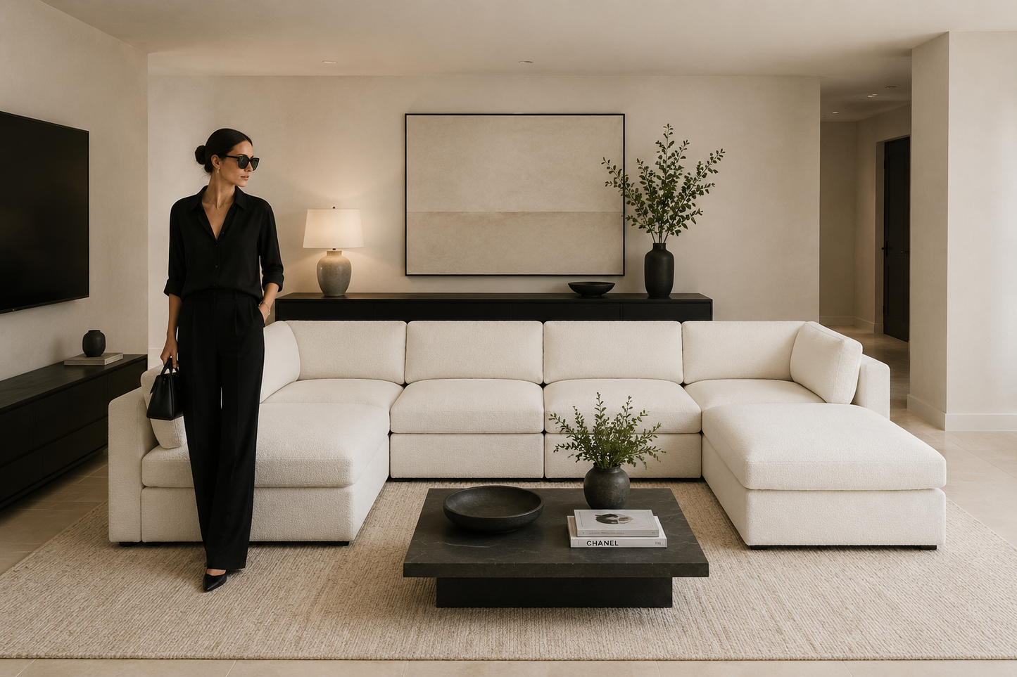 Belva U Shape Modular Sofa with Storage