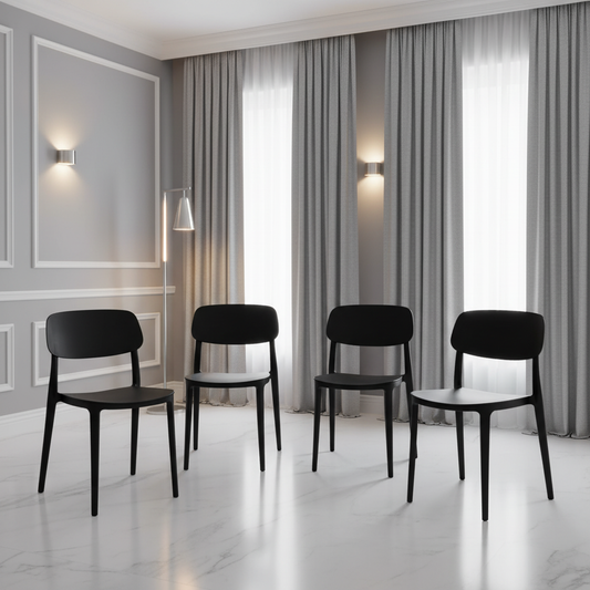Jemima Plastic Chair Black (4s) - luxury dining furniture