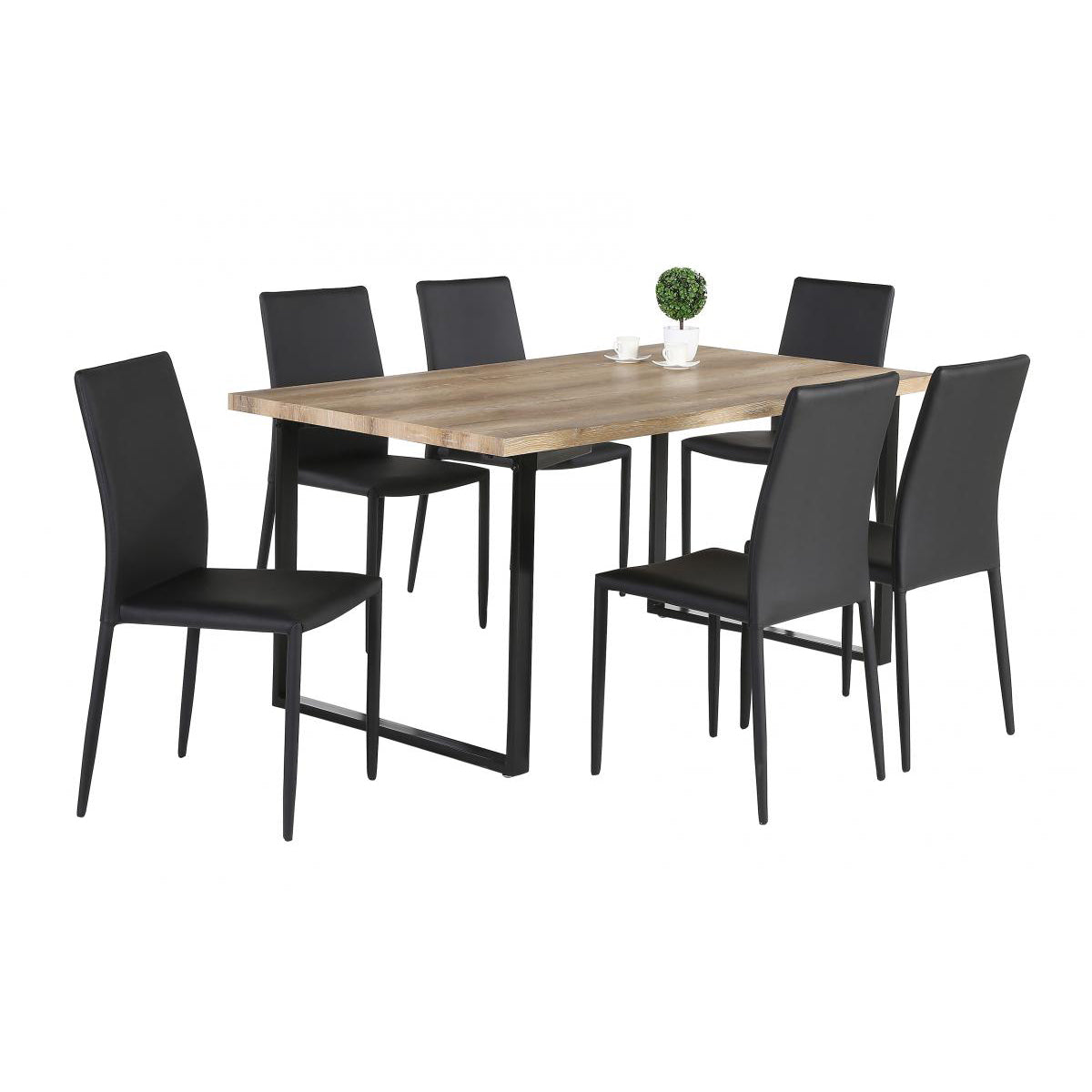 Felix Faux Leather Dining Chairs Black with Black Metal Legs (6s ...