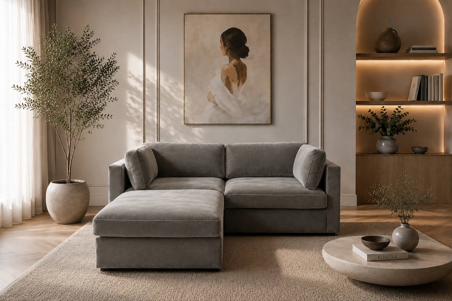 Belva 2 Seater with Stool Modular Sofa