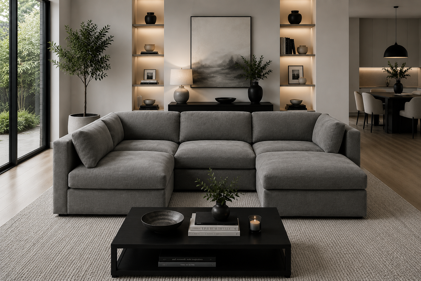 Belva Modular L-Shape With Storage Ottoman