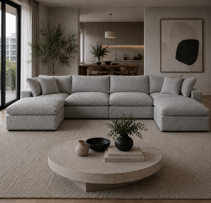 Lunara Cloud XL U Shape Sofa With Two Stools