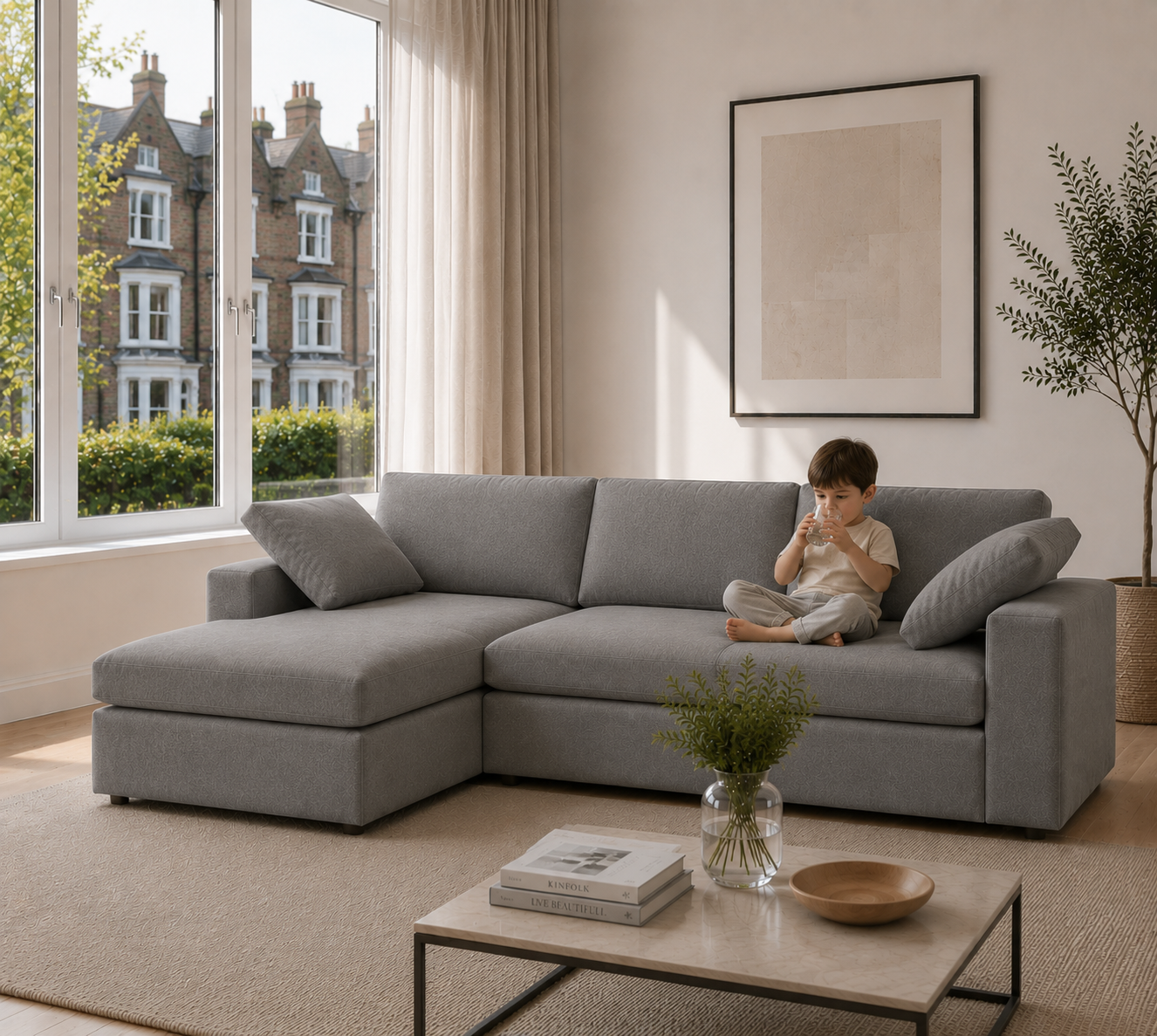 Velora Chaise Wide Arm Modular Corner Sofa