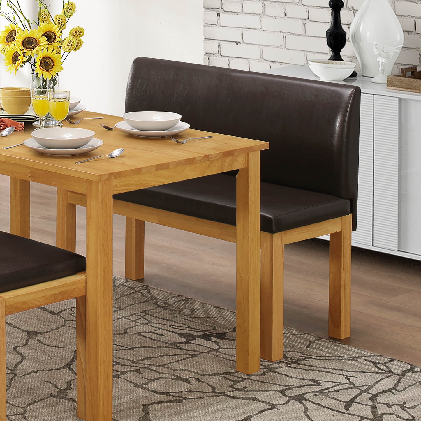 Hamra Bench Straight with Back Natural Oak - luxury dining furniture