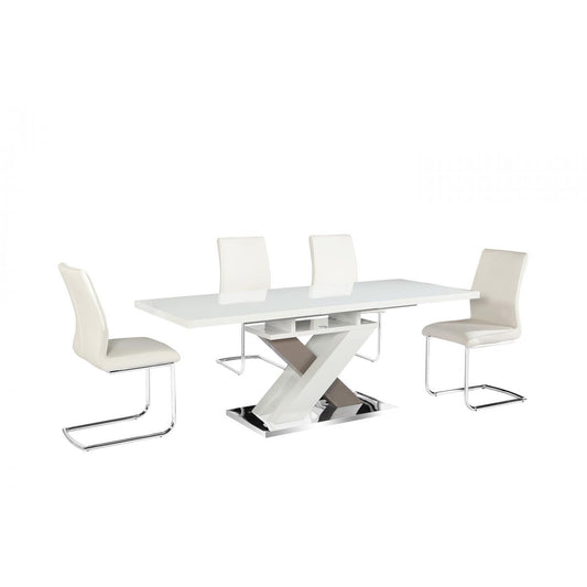 Honora Extending Dining Table High Gloss White and Grey - luxury dining furniture