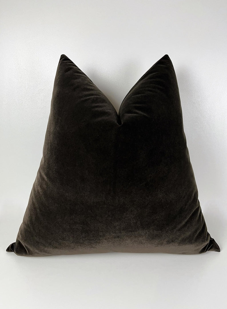 Verona Taupe Plush Velvet Cushion 22x22 - Cover Only