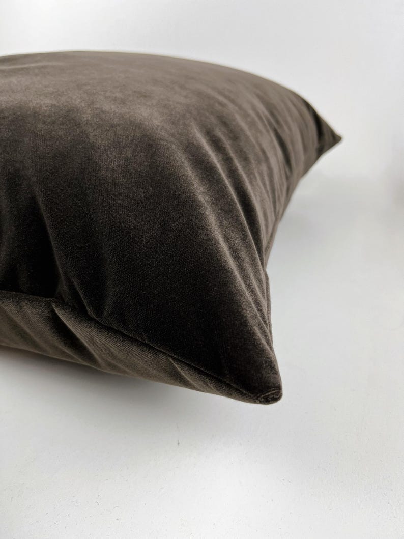 Verona Taupe Plush Velvet Cushion 22x22 - Duck Feather Filled