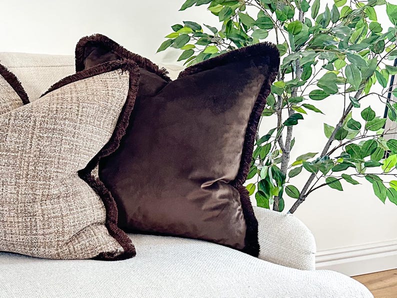 Siena Taupe Flanged Velvet Cushion 20x20 - Cover Only