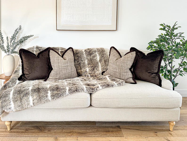 Siena Chocolate Flanged Velvet Cushion 24x24 - additional styling image 3