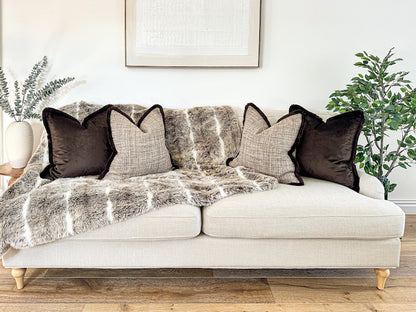 Florence Neutral Velvet Sofa Cushion Set - additional styling image 3