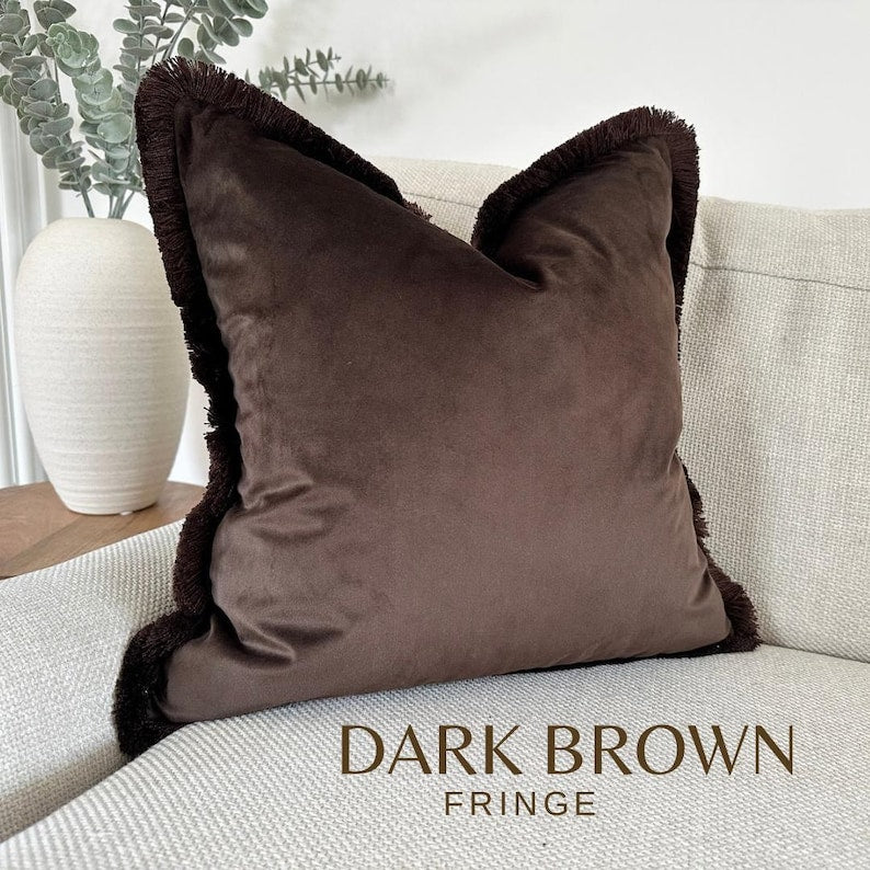 Siena Taupe Flanged Velvet Cushion 20x20 - Duck Feather Filled