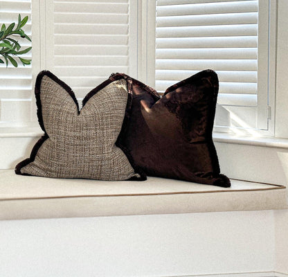 Monaco Taupe Velvet Lumbar Cushion 12x22 - additional styling image 4