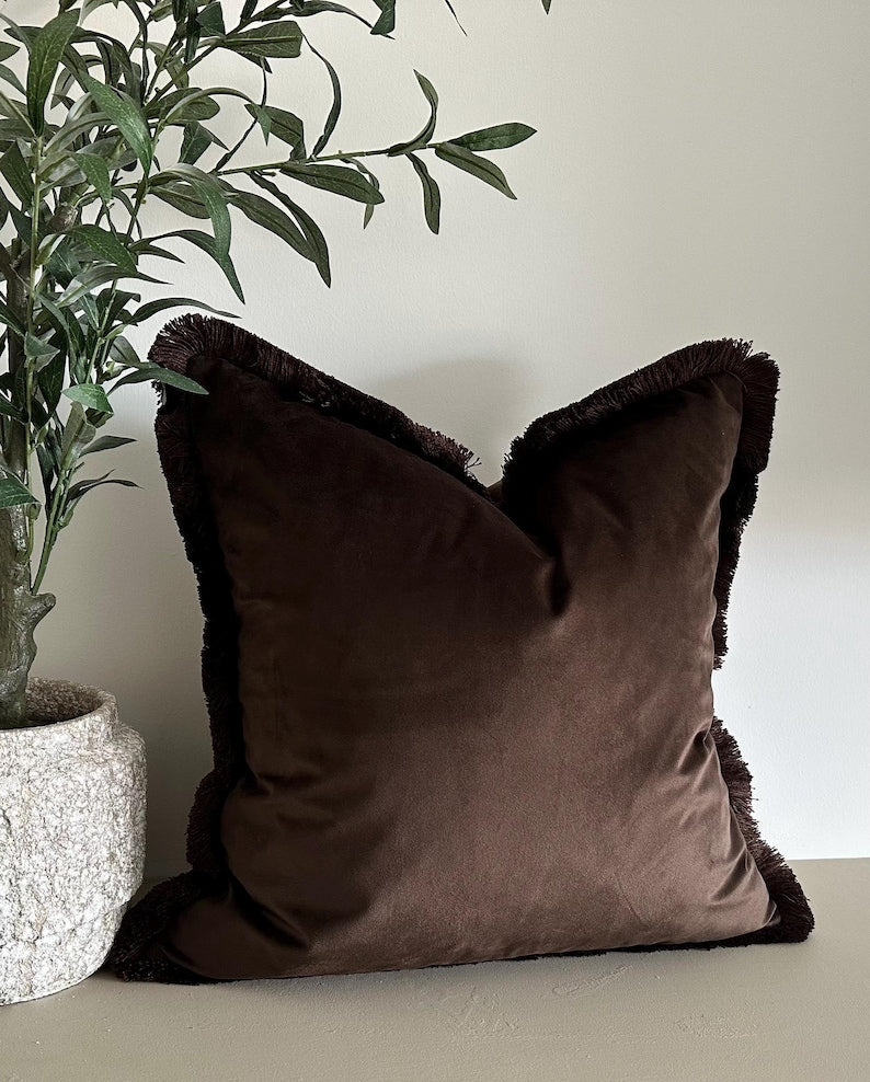 Siena Taupe Flanged Velvet Cushion 20x20 - additional styling image 5
