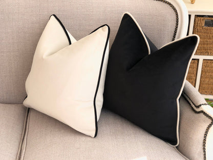Vittoria Ivory Chocolate Fringed Velvet Cushion 20x20