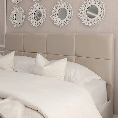 Bella Luxury Vanilla Velvet Upholstered Bed