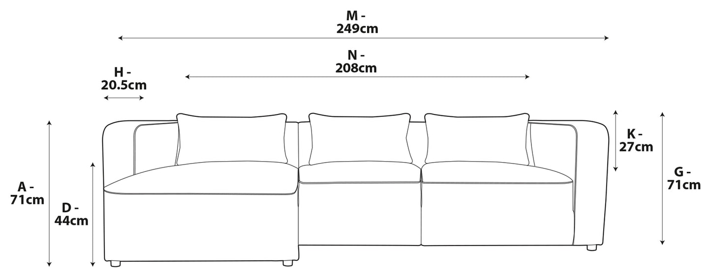 Vogue Modular Left Hand Corner Chaise Sofa