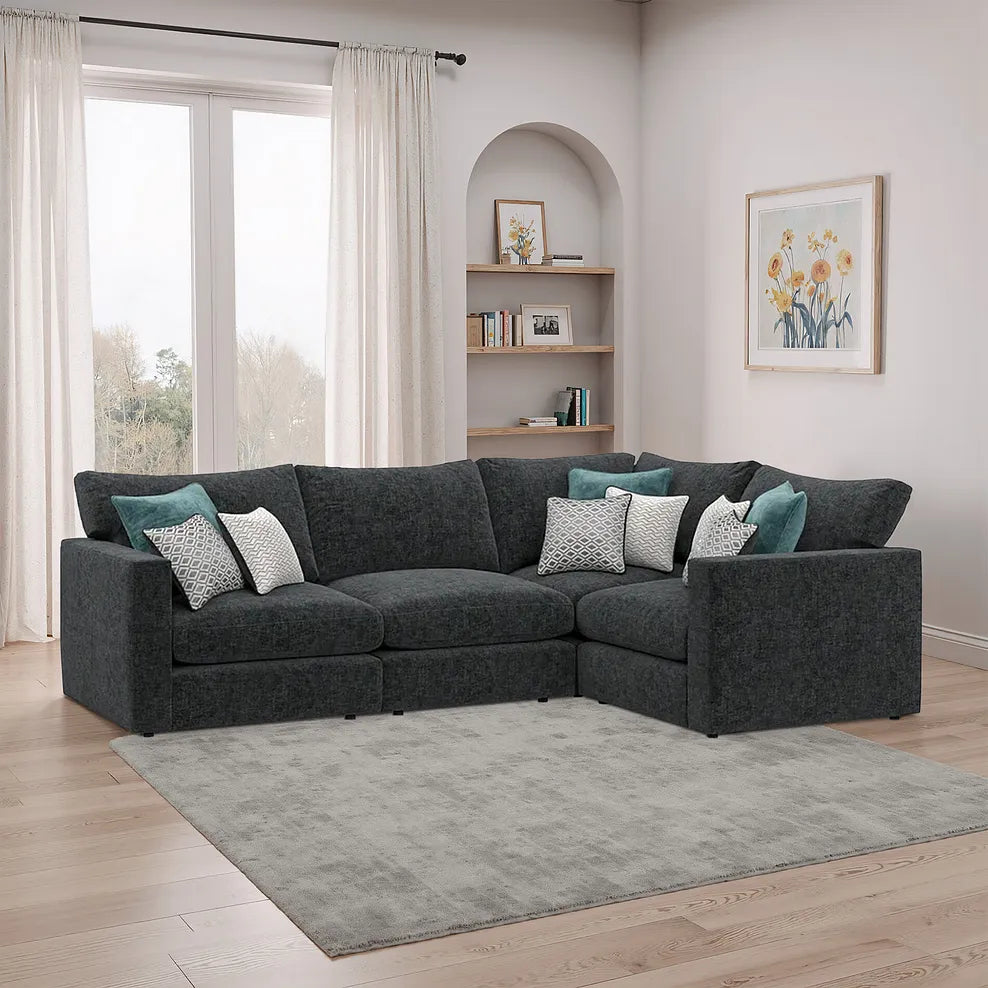 Noir Luxe 4 Seater Corner Sofa