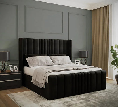 Tokyo Winged Plush Velvet Ottoman Storage Bed & Footboard