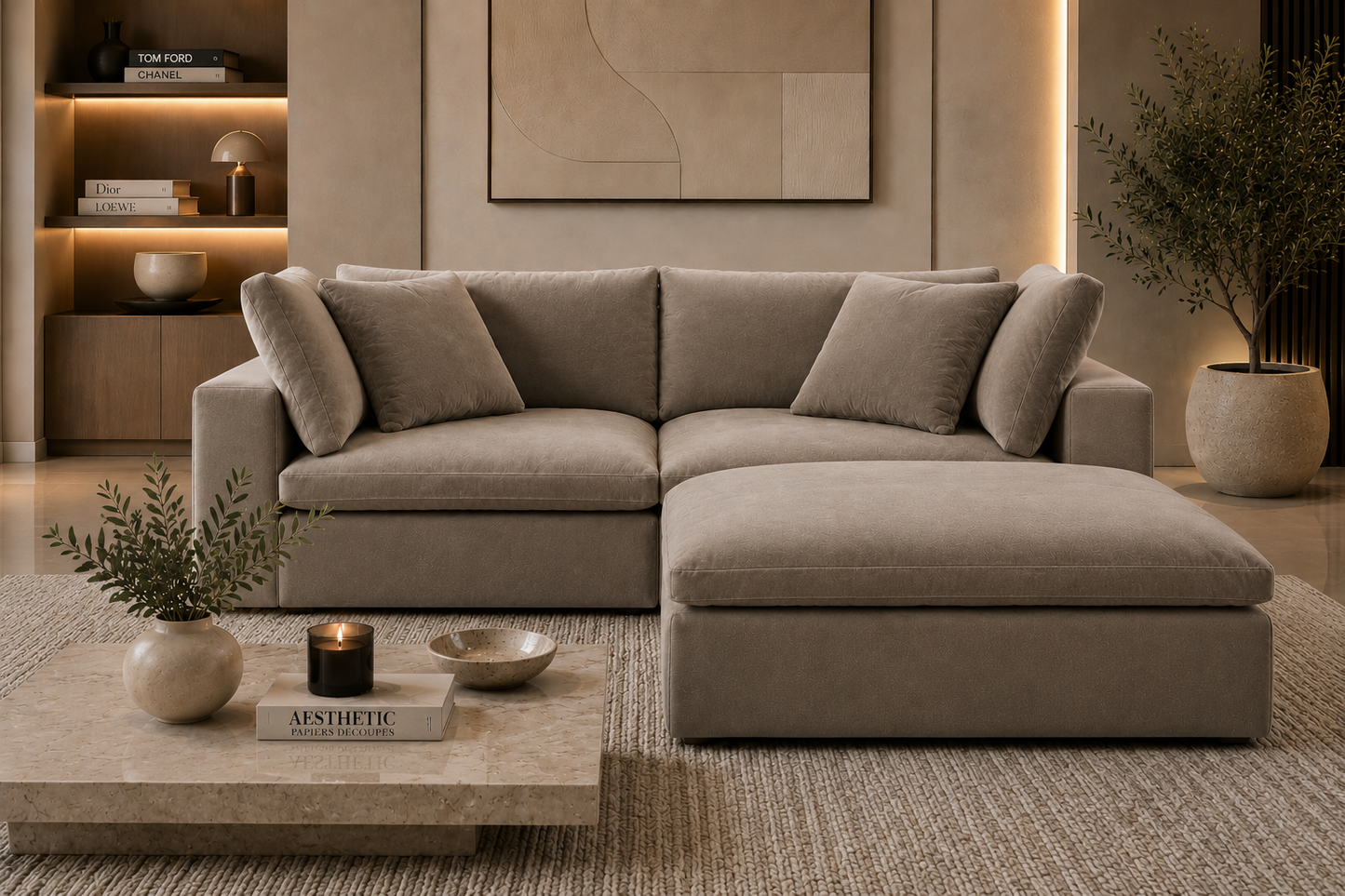 Lunara Cloud 2 Piece Sofa With Footstool