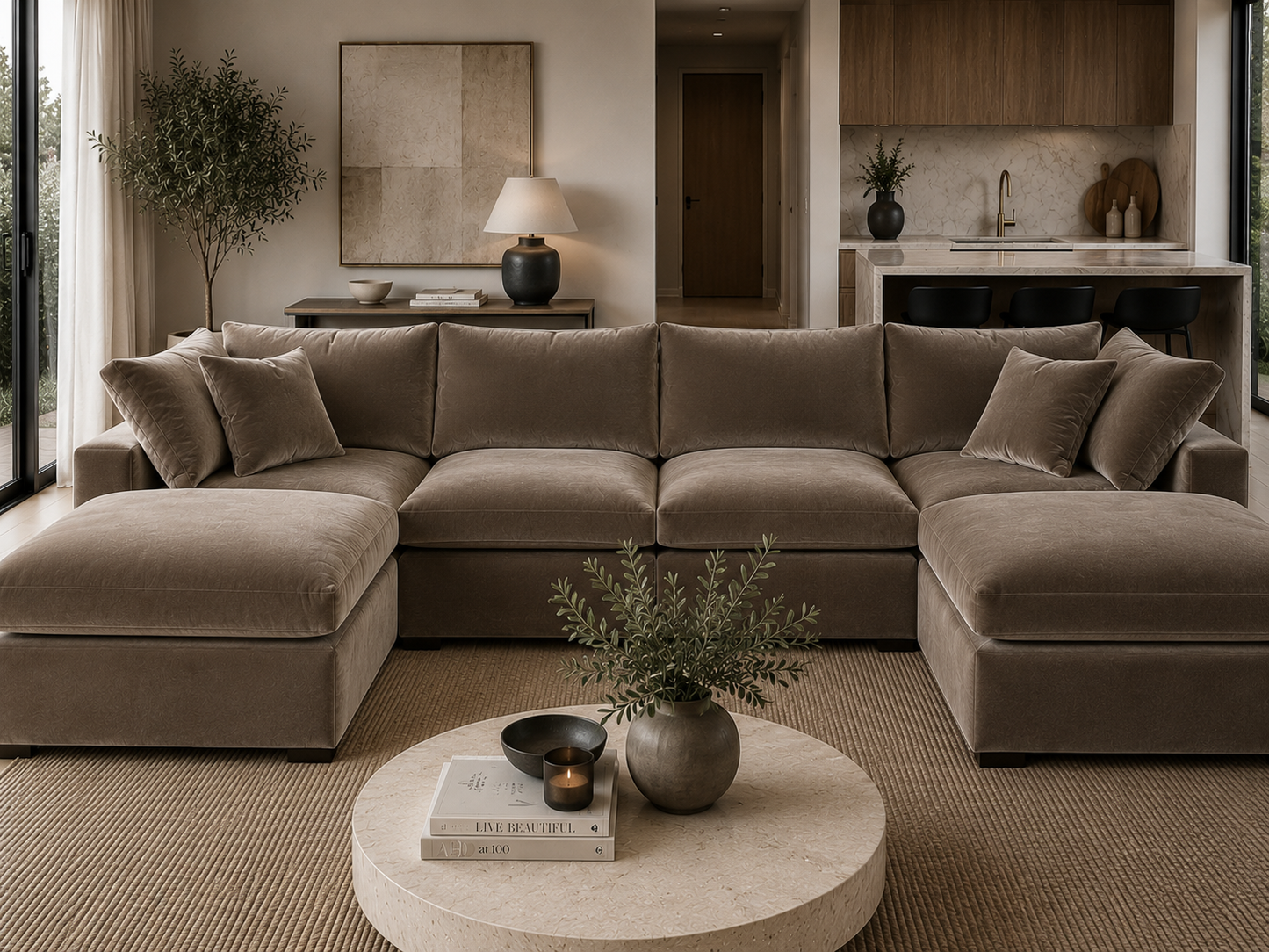 Lunara Cloud XL U Shape Sofa With Two Stools