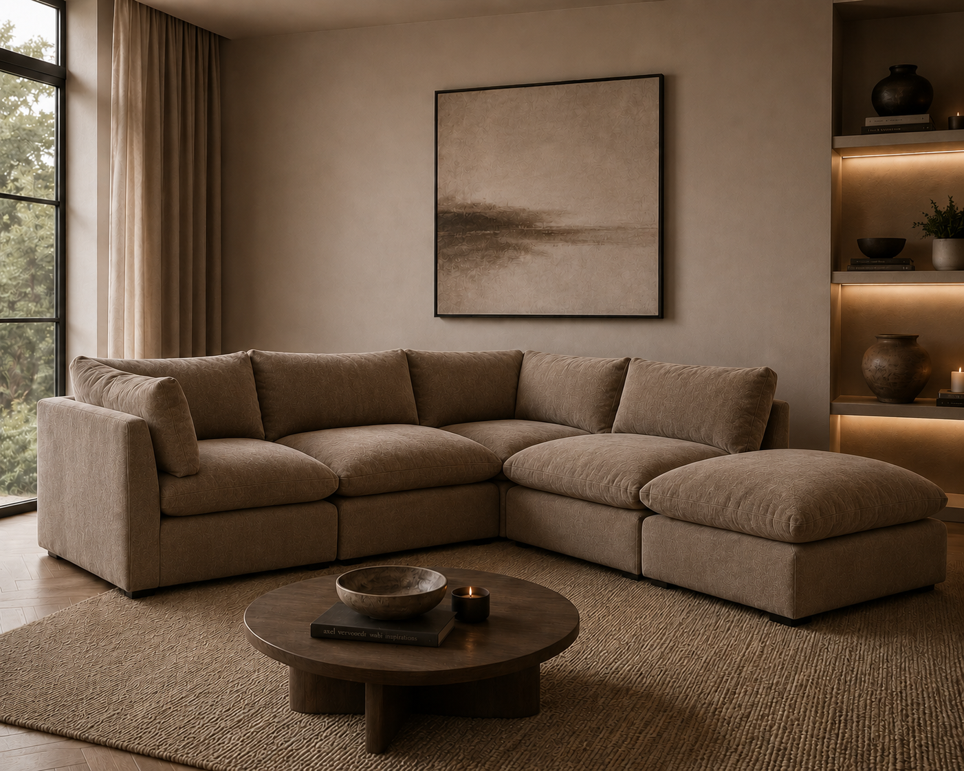 Arlo Feather 4-Piece Corner Sectional with Ottoman