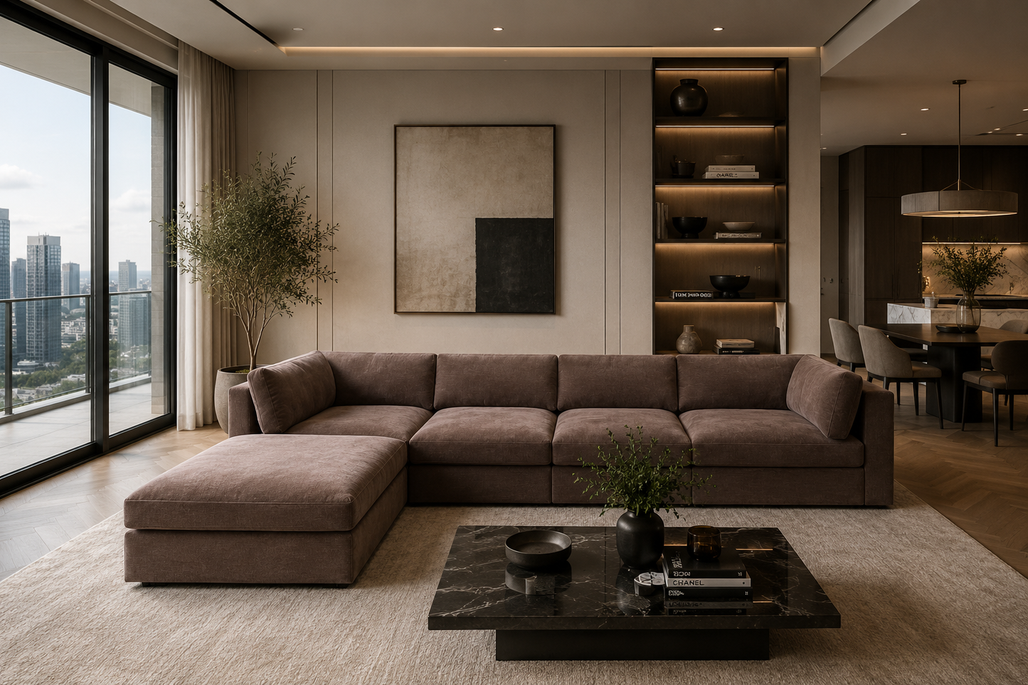 Belva 4 Seater Modular Sofa with Storage Ottoman