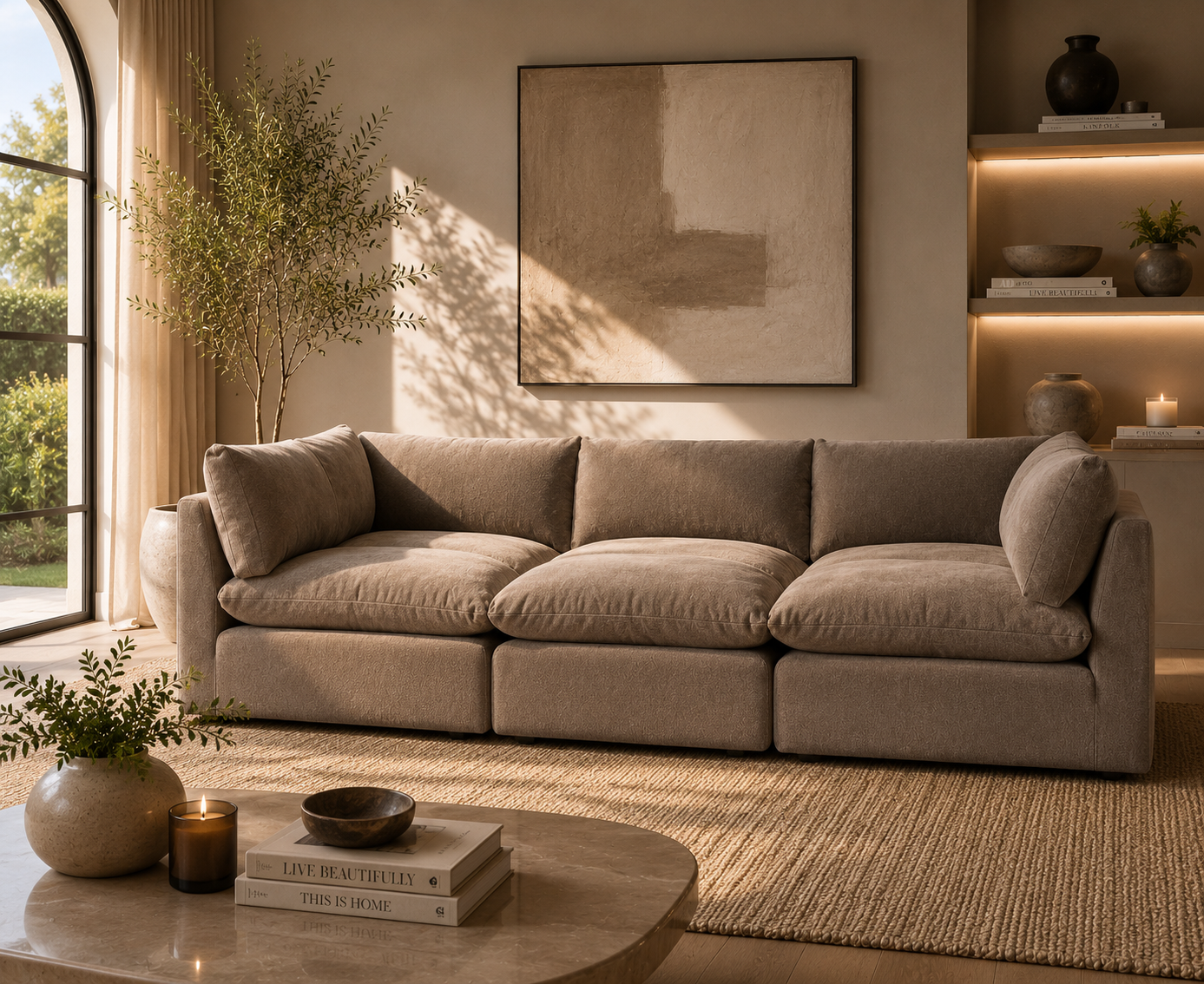 Arlo Feather6-Piece Pit Sectional Cinema Sofa