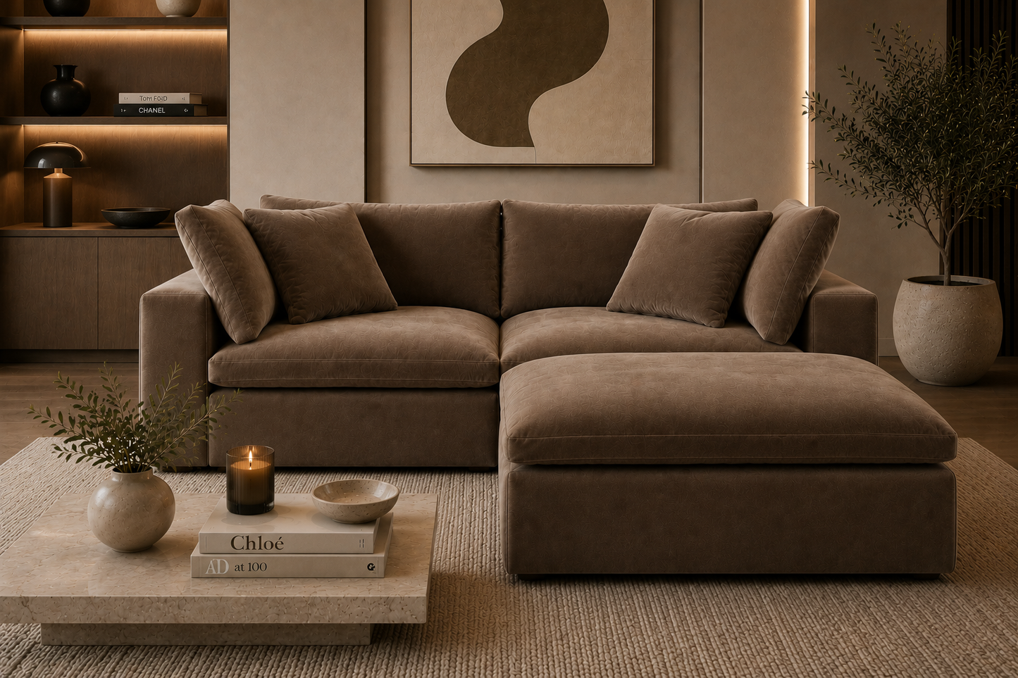 Lunara Cloud 2 Piece Sofa With Footstool