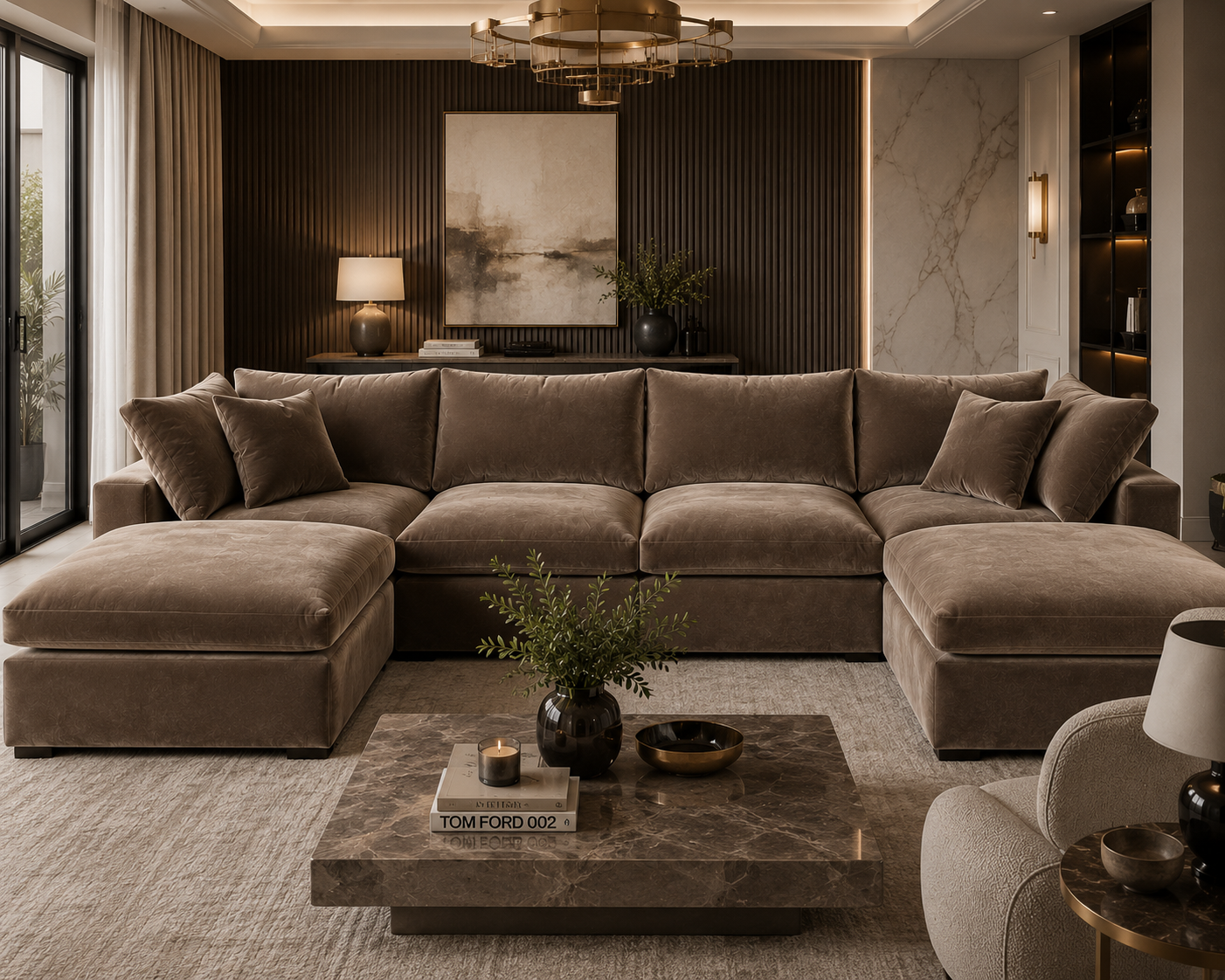 Lunara Cloud XL U Shape Sofa With Two Stools