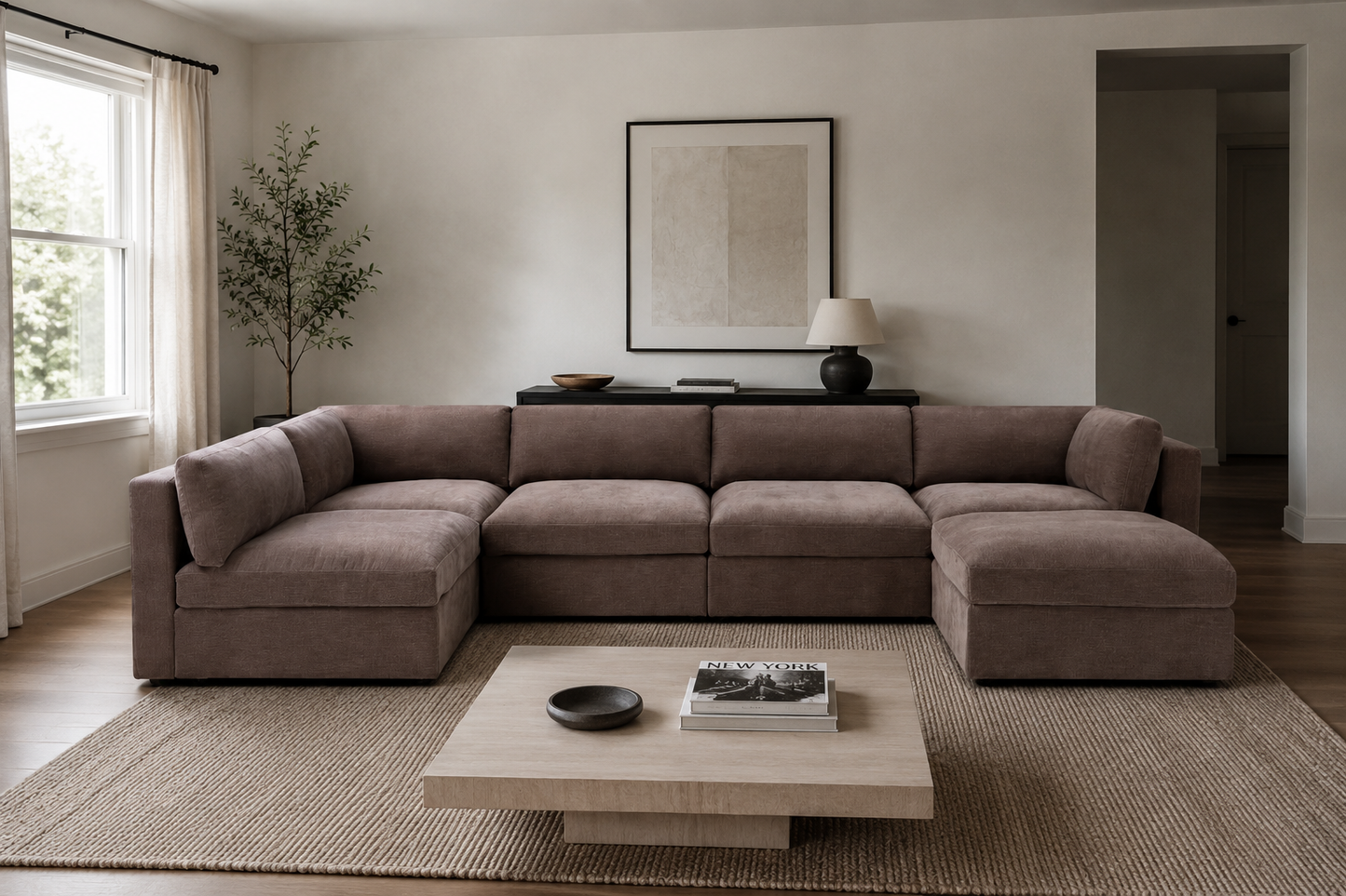 Belva U Shape Modular Sofa with Storage