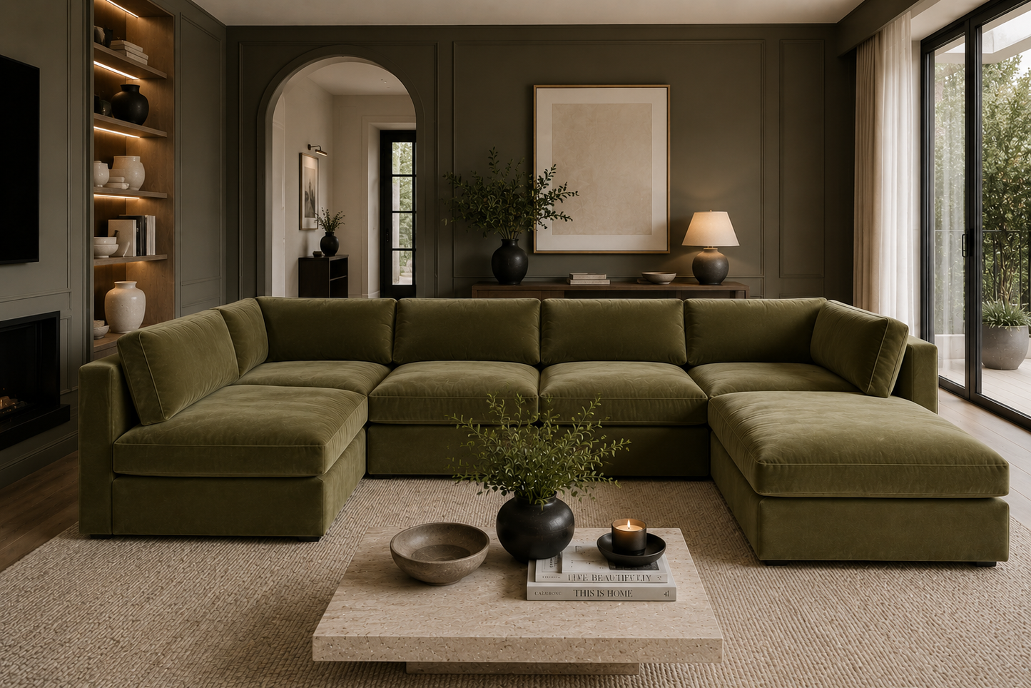 Belva U Shape Modular Sofa with Storage
