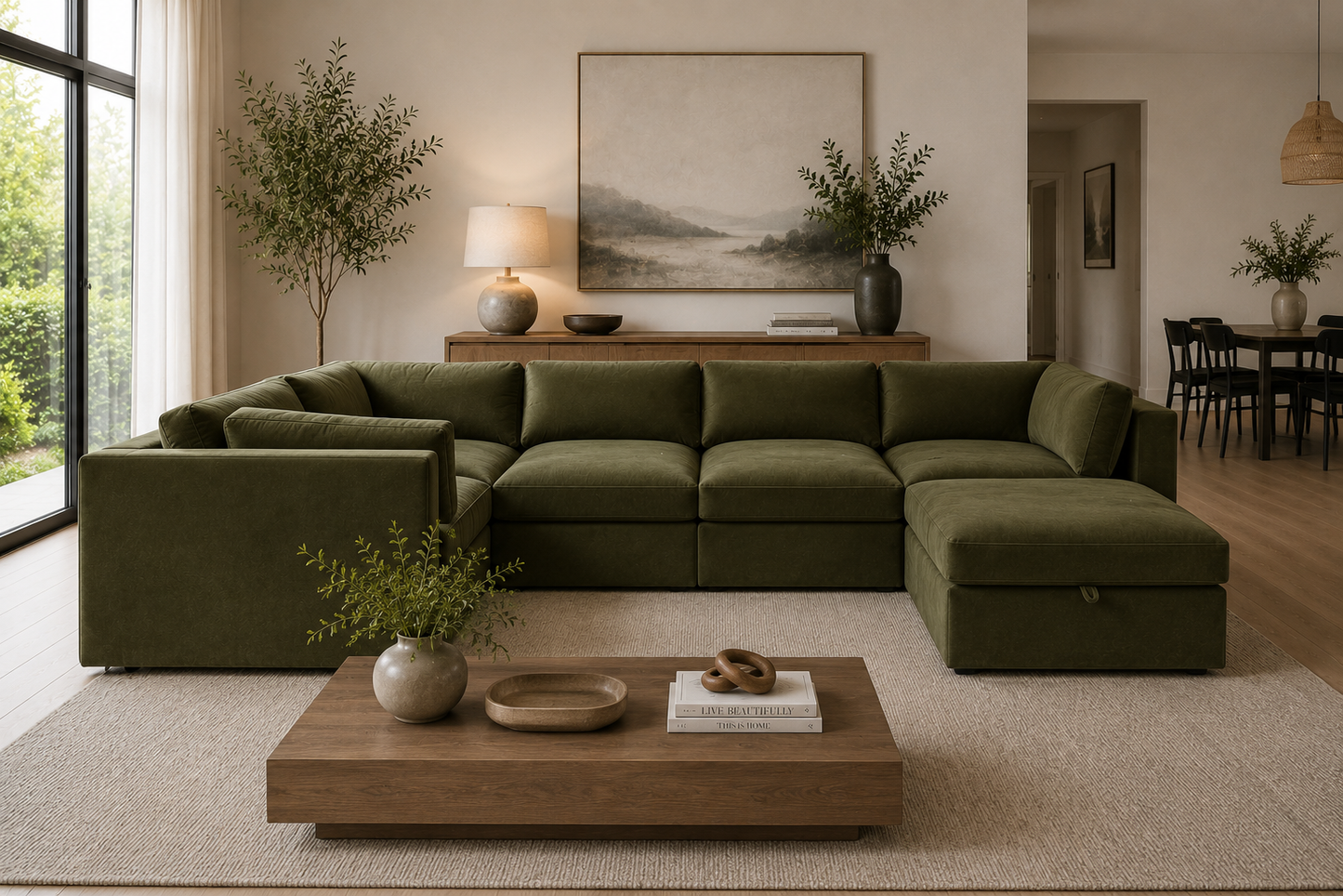 Belva Modular Grand Corner with Storage Ottoman Sofa
