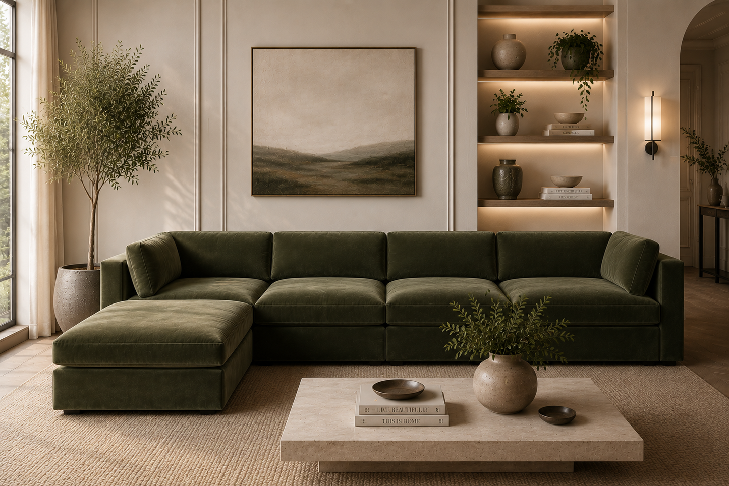 Belva 4 Seater Modular Sofa with Storage Ottoman